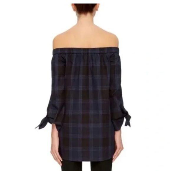 Tibi Off The Shoulder Plaid Tunic - Picture 2 of 13